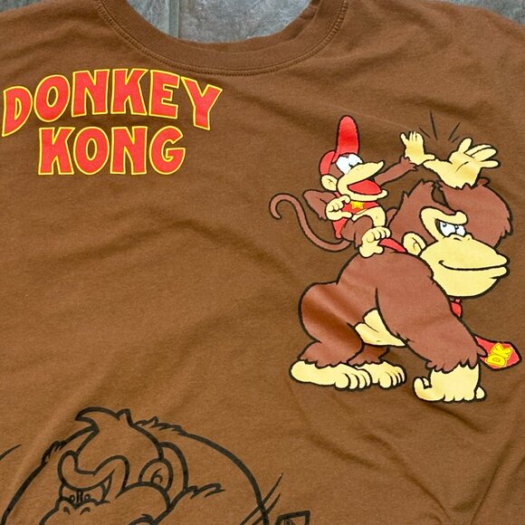 ~~Donkey Kong Shirt Nintendo All Over Print 2 Sided Diddy Kong Size XL Brown * - Picture 2 of 5